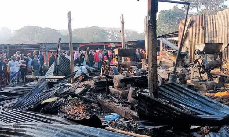 সিংগাইরে অগ্নিকাণ্ডে ১২টি দোকান পুড়ে ছাই