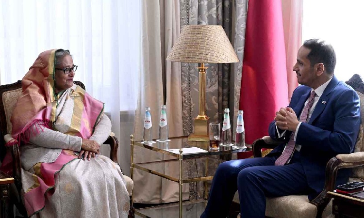 কাতারের প্রধানমন্ত্রীর সঙ্গে শেখ হাসিনার বৈঠক