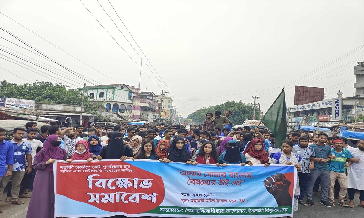 পুলিশের বাধা উপেক্ষা করে ইবি শিক্ষার্থীদের মহাসড়ক অবরোধ