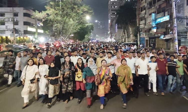 স্বরাষ্ট্র উপদেষ্টার পদত্যাগের দাবিতে ছাত্রদলের বিক্ষোভ মিছিল