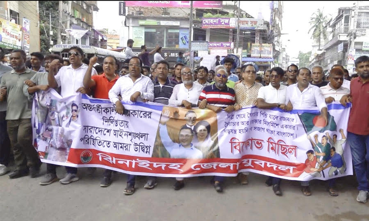 ঝিনাইদহে যুবদলের বিক্ষোভ মিছিল ও সমাবেশ