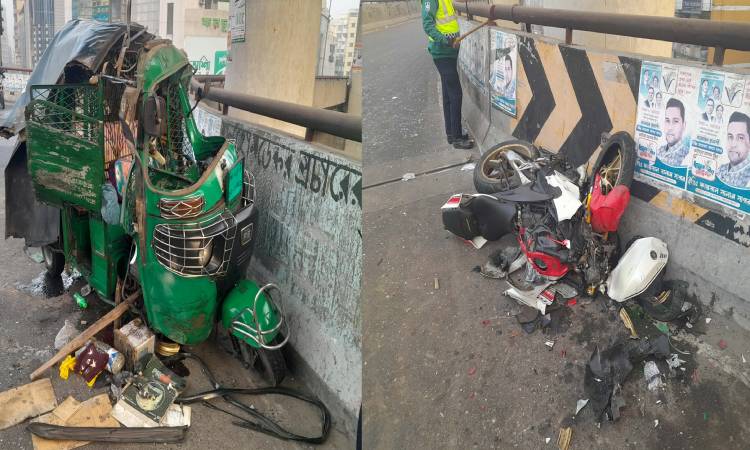 মৌচাক ফ্লাইওভারে অটোরিকশা-মোটরসাইকেলের সংঘর্ষ, নিহত ২