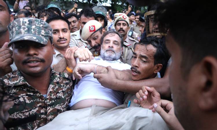 মোদির বাসভবনের সামনে থেকে রাহুল ও প্রিয়াঙ্কা গান্ধী আটক