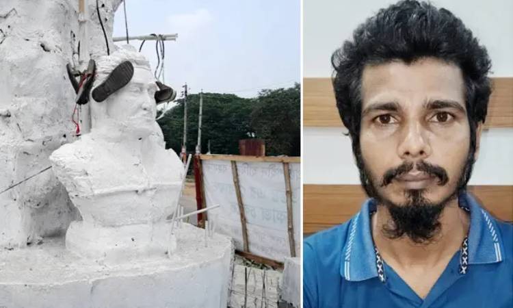 বীরশ্রেষ্ঠ হামিদুর রহমানের ভাস্কর্যে জুতার মালা, যুবক আটক