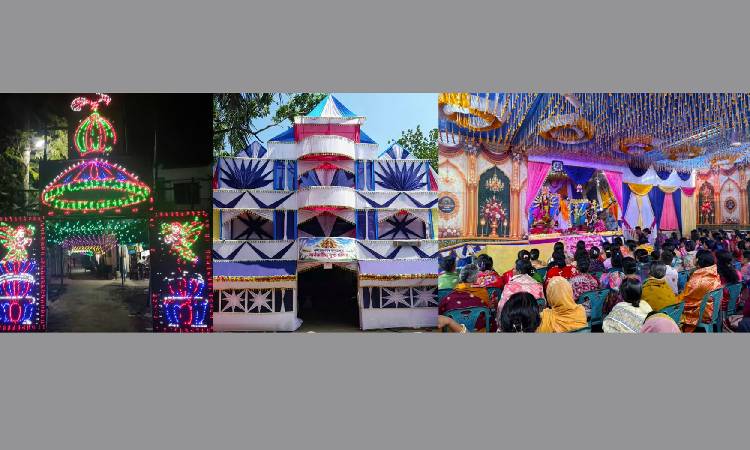 নন্দীগ্রামে দুর্গোৎসব ঘিরে মন্ডপে মন্ডপে উৎসবের আমেজ