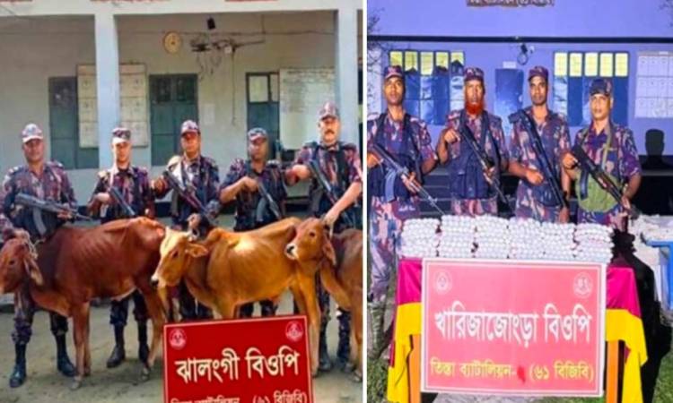 পাটগ্রাম সীমান্তে ভারতীয় প্রসাধনী, অটোভ্যানসহ ৩ গরু জব্দ